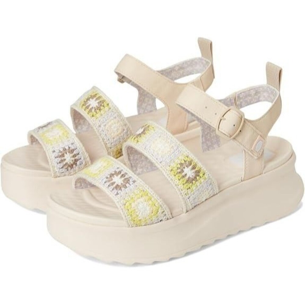 Hey Dude Women's Delray Crochet Classic Platform Sandals Egret/White US 11 NIB